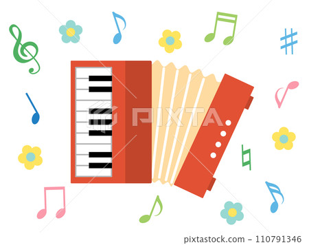accordion and musical notes 110791346