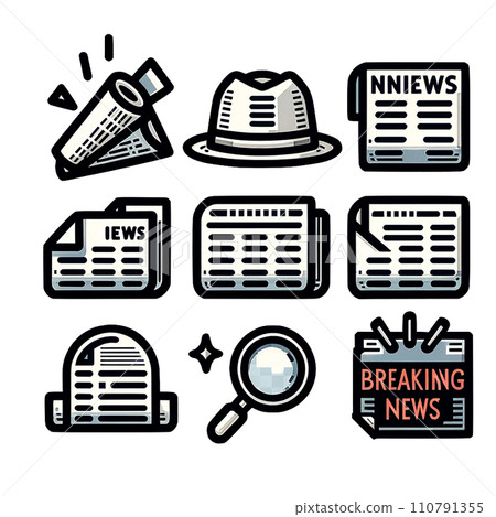突發新聞和報紙視覺圖標 突發新聞和報紙視覺圖標 110791355