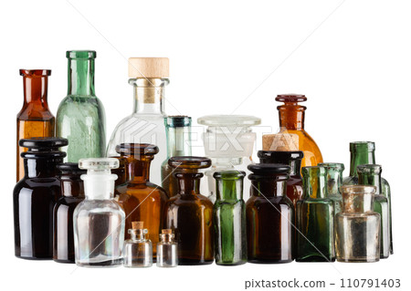 Retro vintage apothecary glass bottles Retro vintage apothecary glass bottles 110791403
