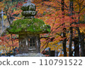 Stone lanterns and autumn leaves 110791522