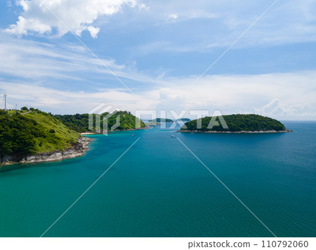 Beautiful sea landscape view at Phuket island Thailand in summer season,Amazing sea ocean in good weather day,Nature beach background 110792060
