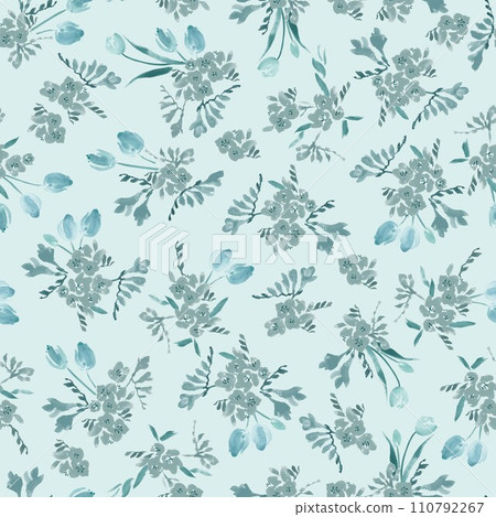 Freesia and tulips seamless pattern 110792267