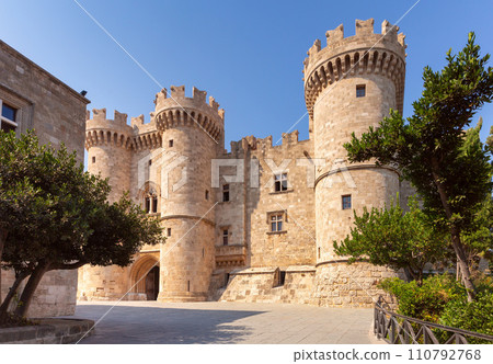 Old stone city wall in the city of Rhodes. Old stone city wall in the city of Rhodes. 110792768