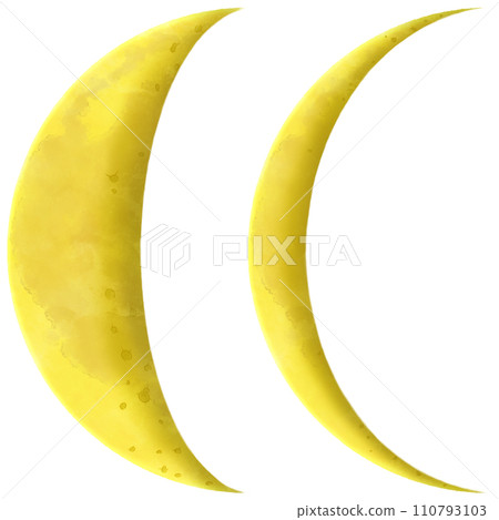Realistic crescent moon set - Illustration material of the phases of the moon 110793103