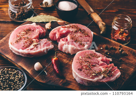 Pork loin steak with different spices Pork loin steak with different spices 110793164