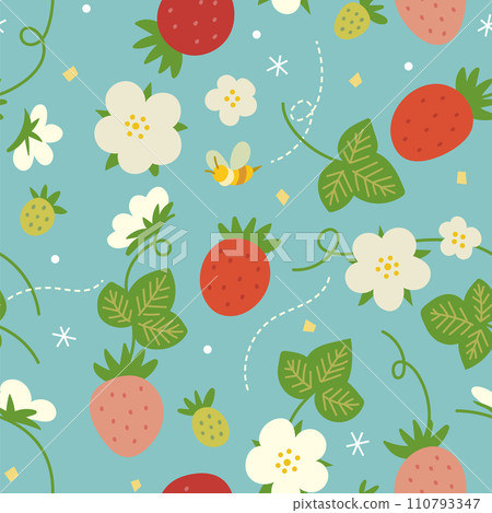 Seamless pattern of strawberries 110793347