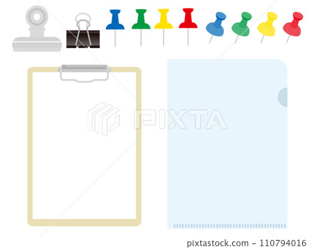 Set of binder, clear file, clips and thumbtacks 110794016