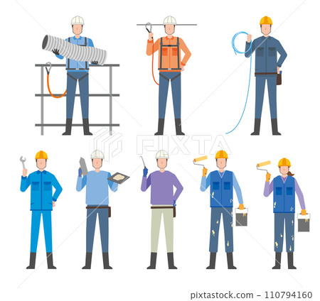 在建築工地工作的人員插圖集 110794160
