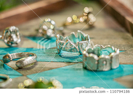 Image of stylish rings lined up Shop material Image of stylish rings lined up Shop material 110794186