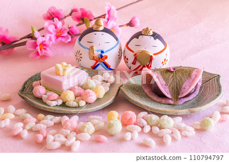 Doll’s Festival: Dolls and Hinamatsuri food Doll’s Festival: Dolls and Hinamatsuri food 110794797