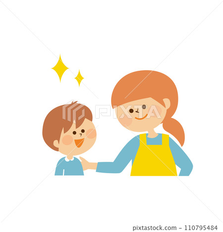 成人表揚孩子的可愛插圖 成人表揚孩子的可愛插圖 110795484