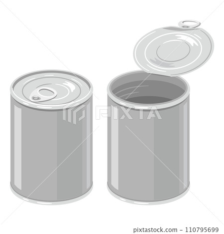 Plain and empty canned food set with pull tab Plain and empty canned food set with pull tab 110795699