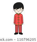 Chinese New Year Cartoon Character illustration: Adorable boy with Black Hair and Lucky Aura. 110796205