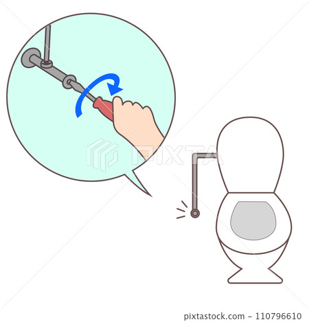 Illustration of shutting off the toilet faucet with a screwdriver Illustration of shutting off the toilet faucet with a screwdriver 110796610