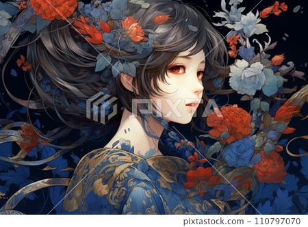 戴著鮮花的女人 110797070