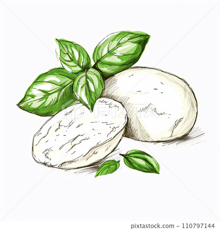 Mozzarella cheese and basil 110797144