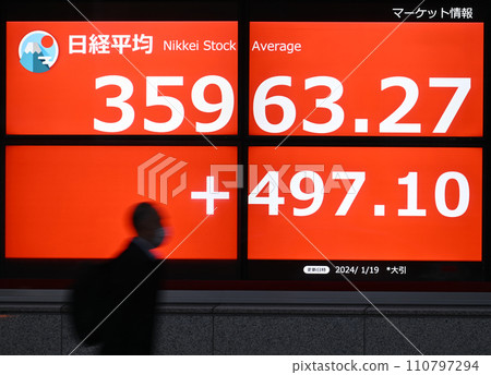 Stock price board updating high prices after the bubble burst Stock price board updating high prices after the bubble burst 110797294