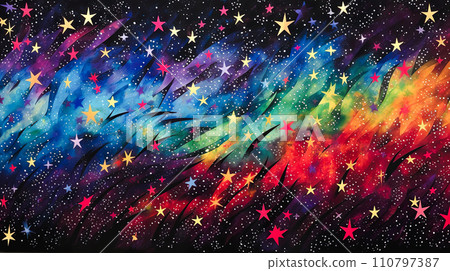 多彩閃閃發光的星形插畫背景“AI生成圖像” 多彩閃閃發光的星形插畫背景“AI生成圖像” 110797387