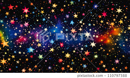 多彩閃閃發光的星形插畫背景“AI生成圖像” 110797388