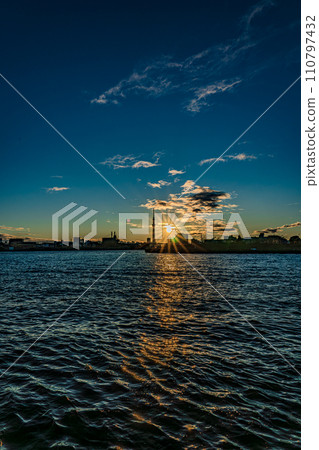 Tokyo Sky Tree and sunset 110797432