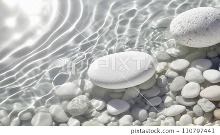 水面波紋石海夏日圖片框背景AI生成圖像插畫素材 水面波紋石海夏日圖片框背景AI生成圖像插畫素材 110797441