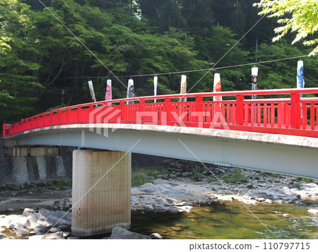 Korankei gorge carp streamer scenery 110797715