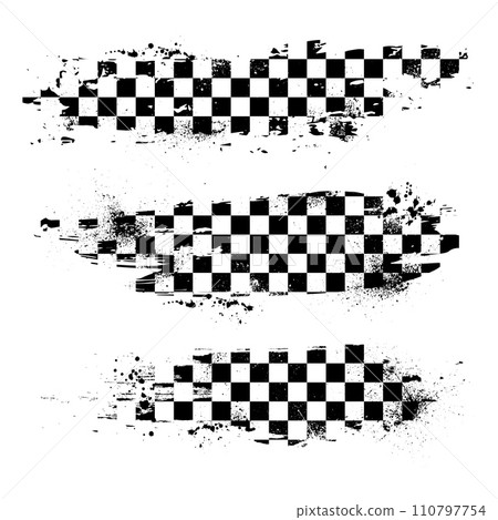Grunge checkered flag lines set 110797754