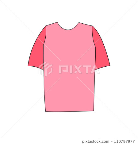Cute female orange T-shirt. Trendy summer look. Unisex clothes element. Template modern design for invitation, poster, card, fabric. Casual cloth concept. Vector illustration 110797977