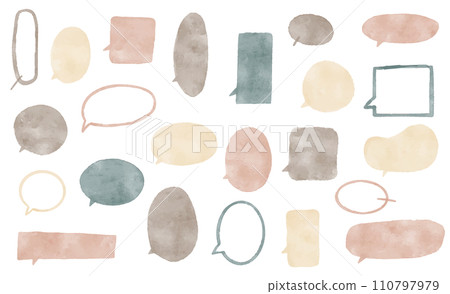 Watercolor illustration of hand-drawn speech bubble 110797979