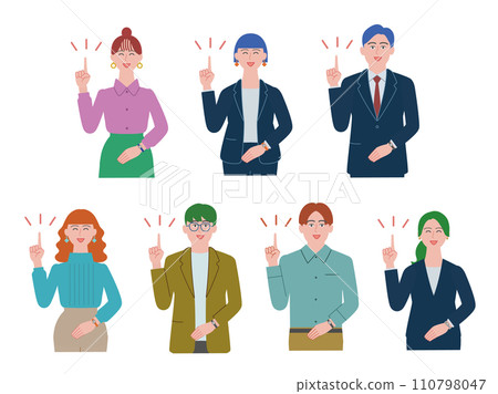 A set of business people who are happy to solve the problem A set of business people who are happy to solve the problem 110798047