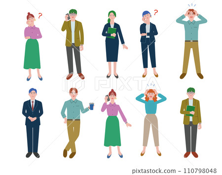 A set of business people in various poses 110798048