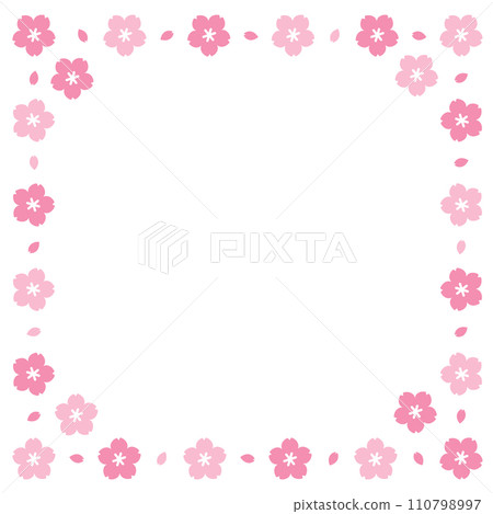 Frame of cherry blossoms and petals 110798997