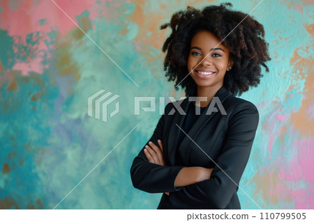 african businesswoman in suit with generative ai 110799505