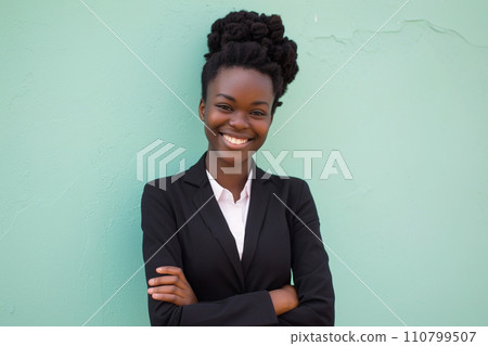 african businesswoman in suit with generative ai 110799507