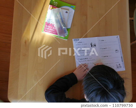 Children studying English (photographed from above) Children studying English (photographed from above) 110799730