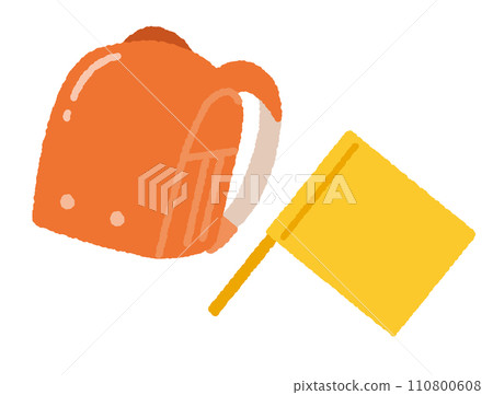 Illustration material of school bag and crossing flag 110800608