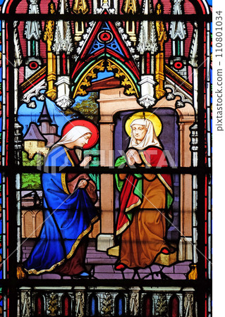 Visitation of the Virgin Mary stained glass windows in the Saint Eugene - Saint Cecilia Church, Paris, France Visitation of the Virgin Mary stained glass windows in the Saint Eugene - Saint Cecilia Church, Paris, France 110801034