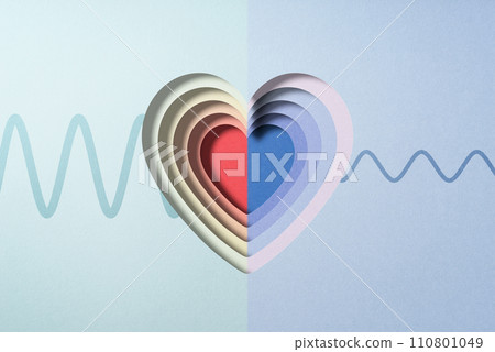 Mental health and mental illness. positive and negative emotions. Heart shape overlaid with wavy lines. Mental health and mental illness. positive and negative emotions. Heart shape overlaid with wavy lines. 110801049