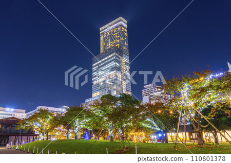 Night view of Abeno Harukas seen from Tennoji Park Ten-Shiba 110801378