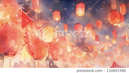 Fantastic Japanese festival background illustration AI image 110801466