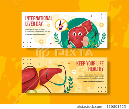 Liver Day Horizontal Banner Flat Cartoon Hand Drawn Templates Background Illustration 110801525