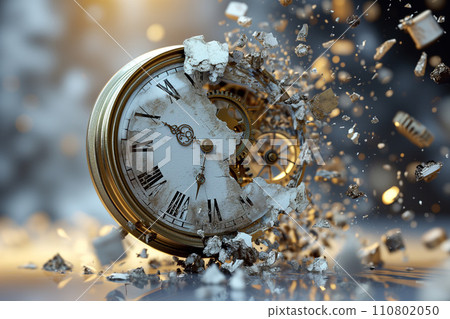 破碎的時鐘碎成碎片“AI生成影像” 110802050