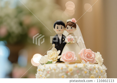 婚禮蛋糕上的新娘和新郎娃娃“AI生成圖像” 婚禮蛋糕上的新娘和新郎娃娃“AI生成圖像” 110802113