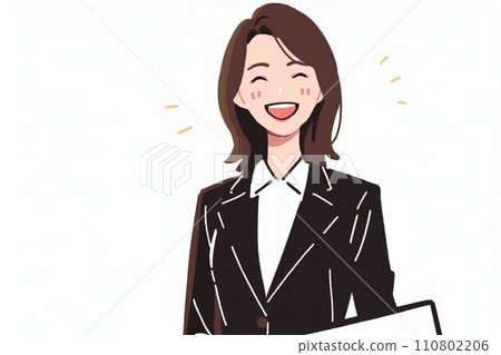 微笑的日本女上班族的插圖(白色背景,上班族,西裝,OL,微笑) 微笑的日本女上班族的插圖(白色背景,上班族,西裝,OL,微笑) 110802206