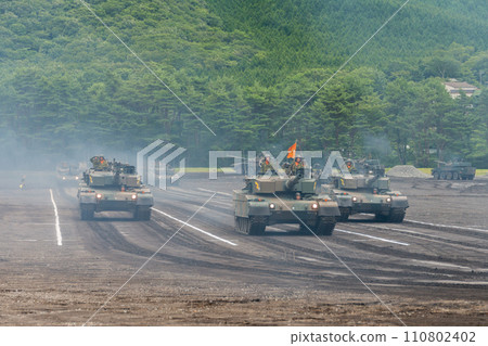 Ground Self-Defense Force Type 90 tank running 110802402