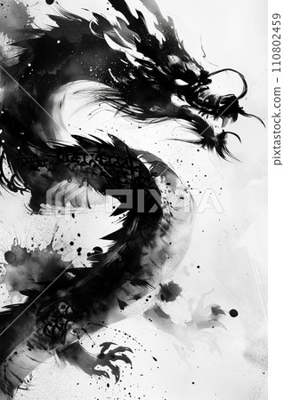 Powerful ink painting dragon “AI generated image” Powerful ink painting dragon “AI generated image” 110802459