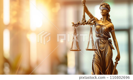 Themis, the goddess of justice with a sword and scales "AI generated image" 110802696