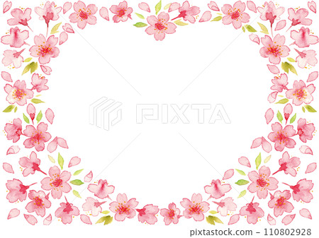 Heart-shaped cherry blossom watercolor illustration 01 Heart-shaped cherry blossom watercolor illustration 01 110802928