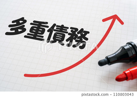 Notes and markers that say “Multiple Debts” Notes and markers that say “Multiple Debts” 110803043