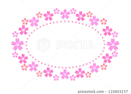 Cherry blossom oval frame watercolor Japanese style 110803237